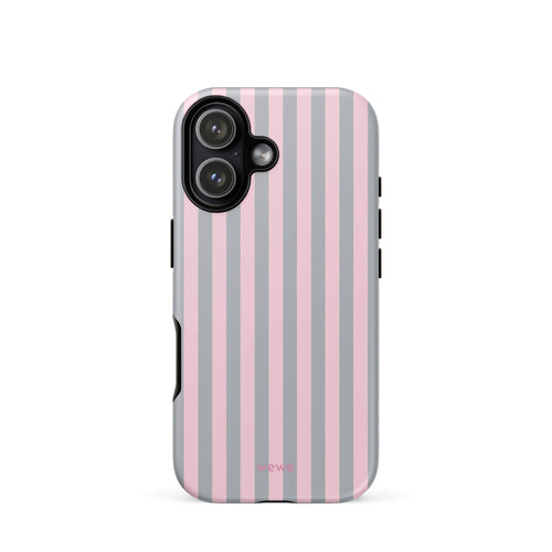 Blush & gray stripe iPhone case