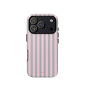 Blush & gray stripe iPhone case