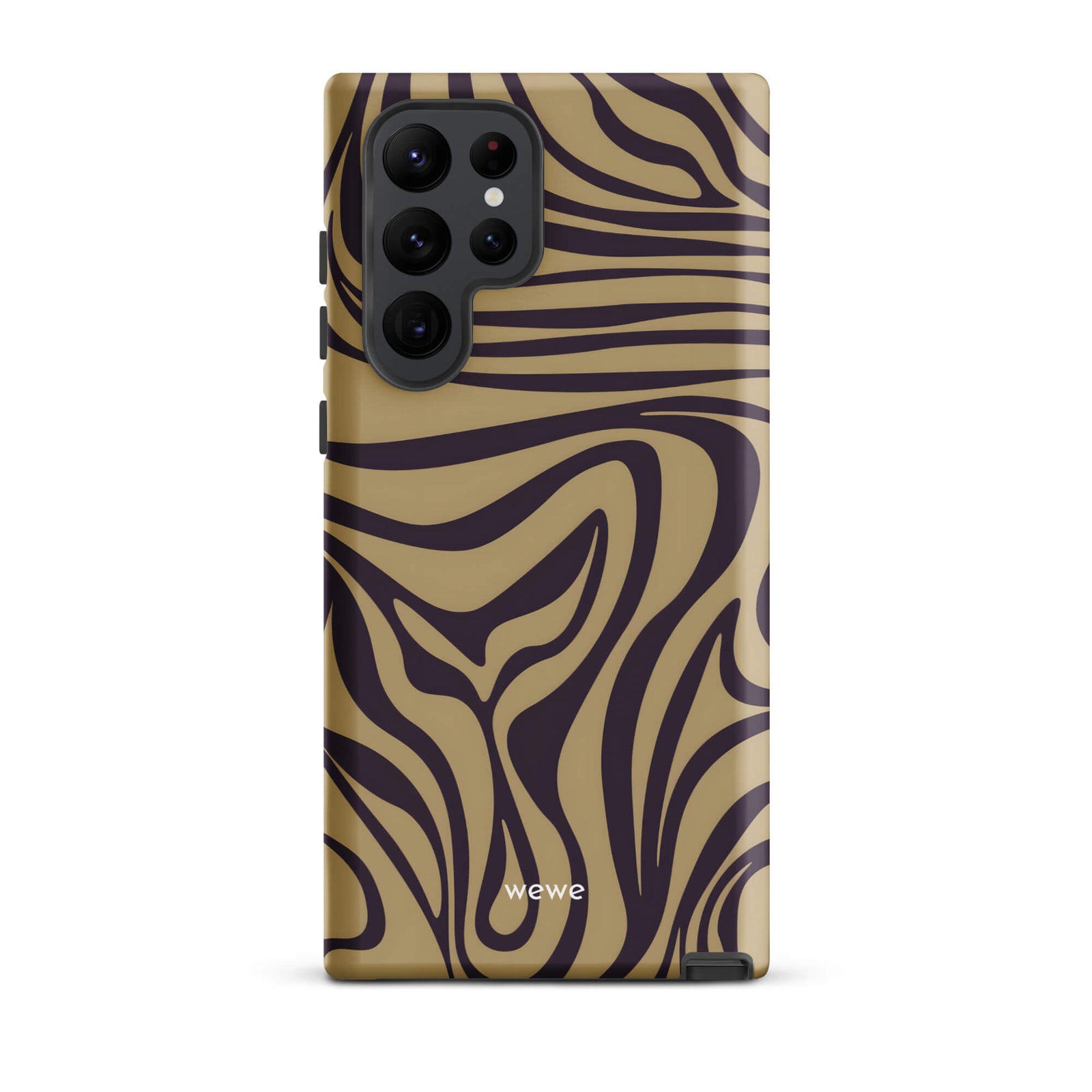 Custom samsung galaxy s22 ultra  Phone case with a brown and dark purple wavy zebra print pattern.