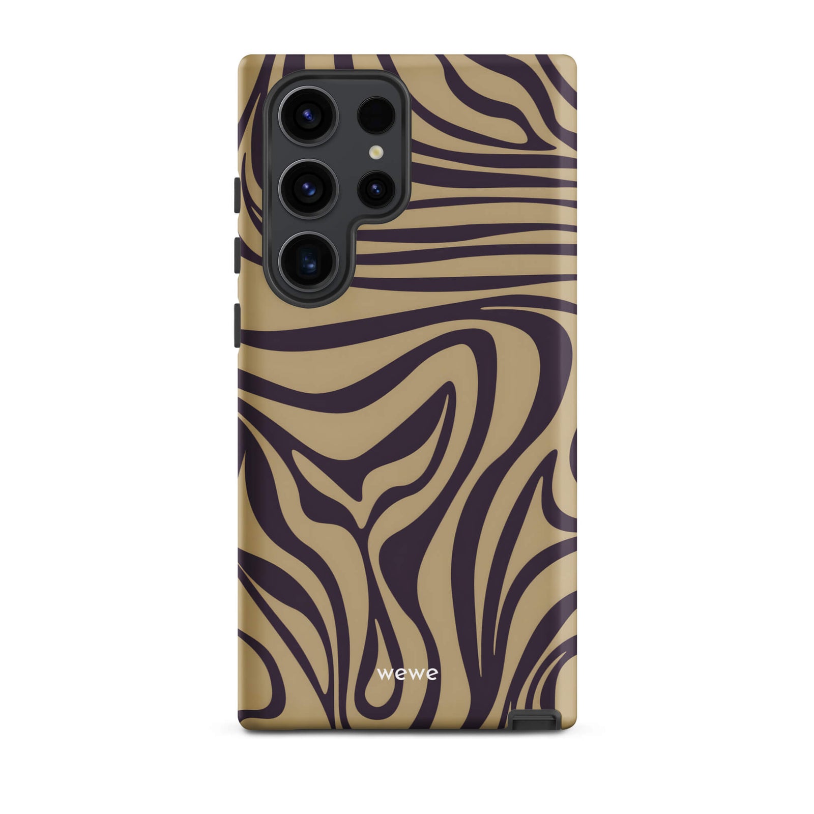 Custom samsung galaxy s23 ultra  Phone case with a brown and dark purple wavy zebra print pattern.