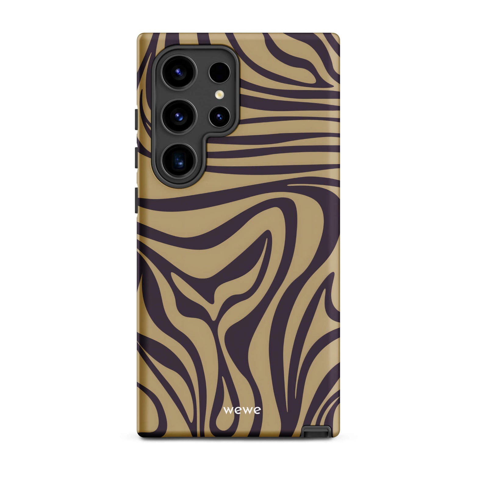 Custom samsung galaxy s24 ultra  Phone case with a brown and dark purple wavy zebra print pattern.