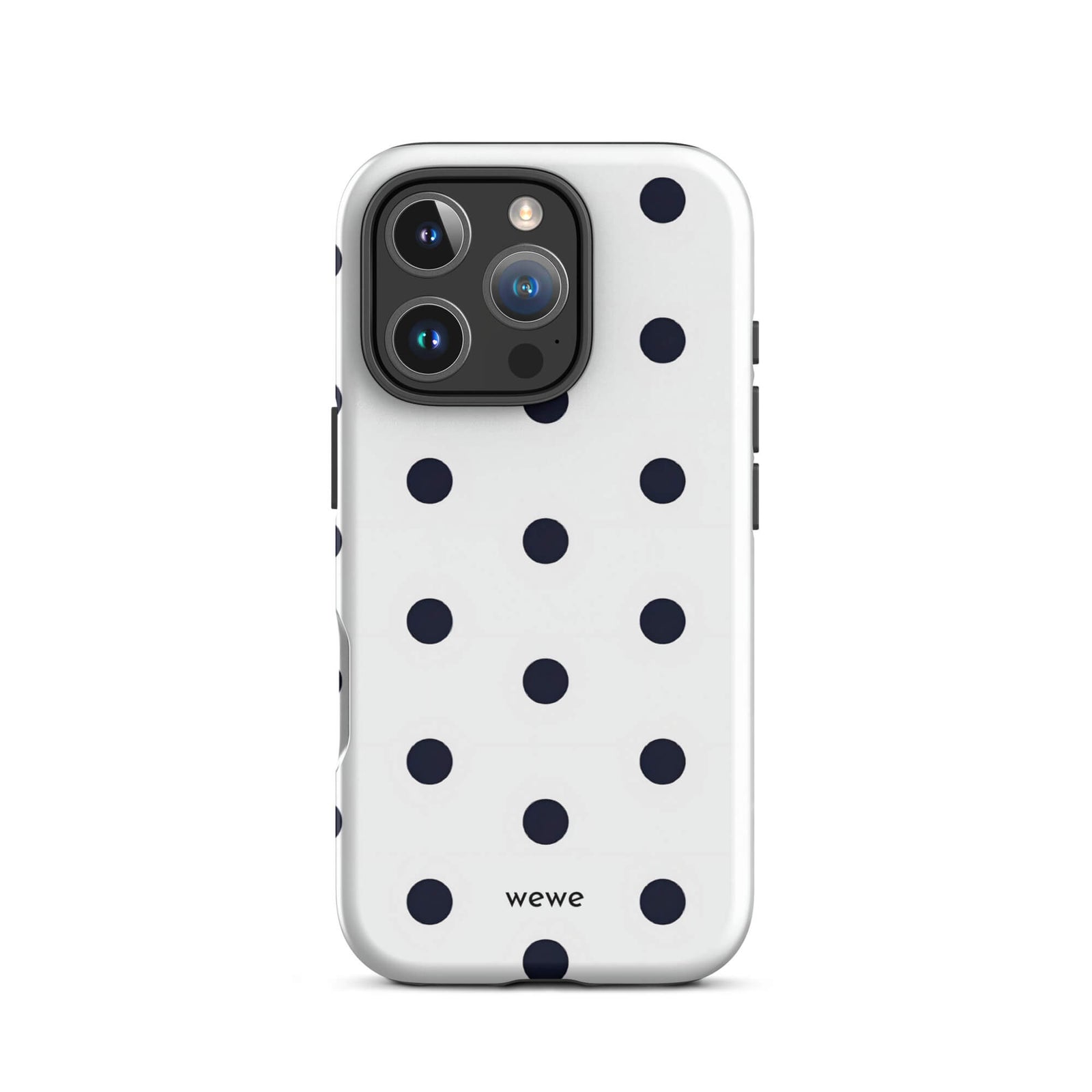 Custom black & white polka dot iphone case 16 pro modern fashion style.