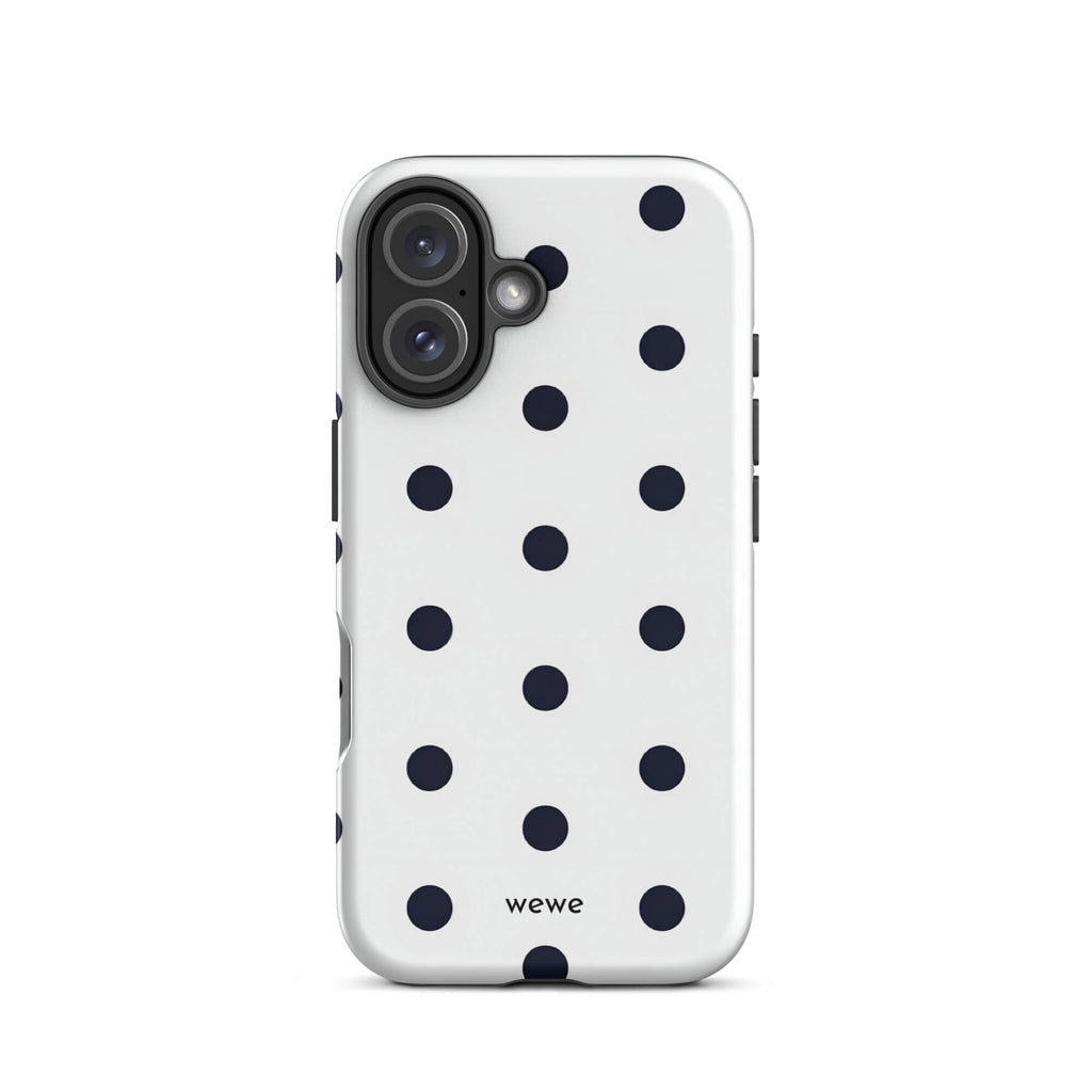 Custom black & white polka dot iphone case 16 modern fashion style.
