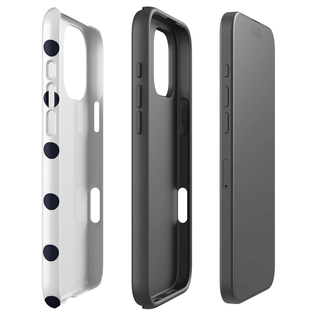 Custom black & white polka dot iphone case 16 pro max dual-layer shockproof protection.