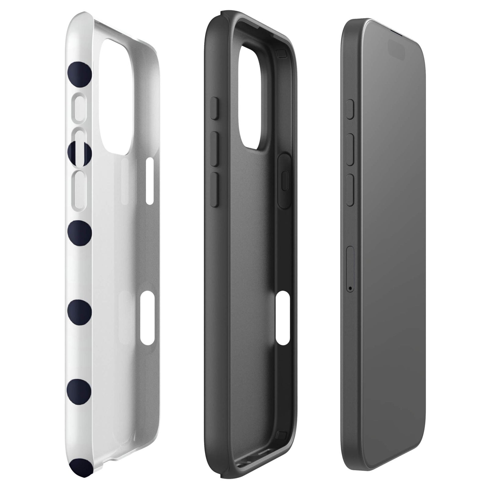 Custom black & white polka dot iphone case 16 pro max dual-layer shockproof protection.