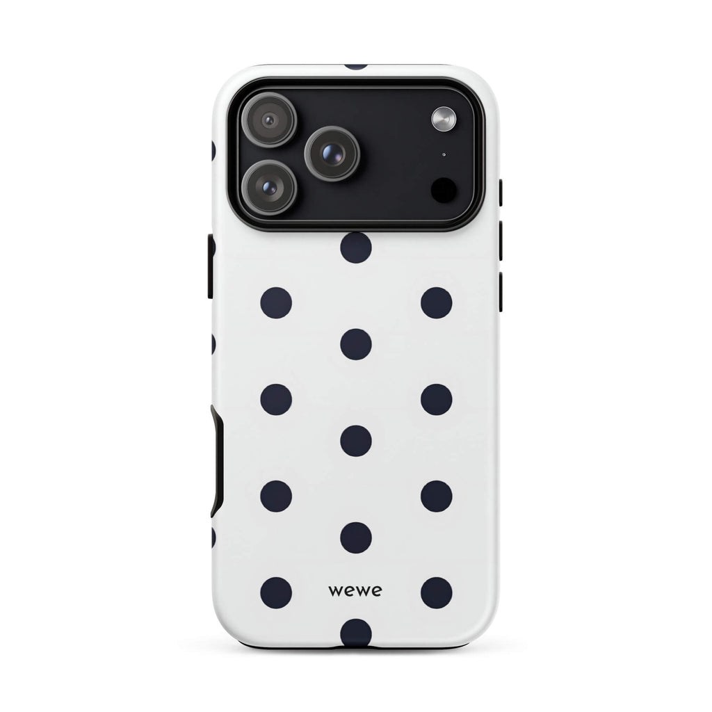 Custom black & white polka dot iphone case 17 pro max modern fashion style.