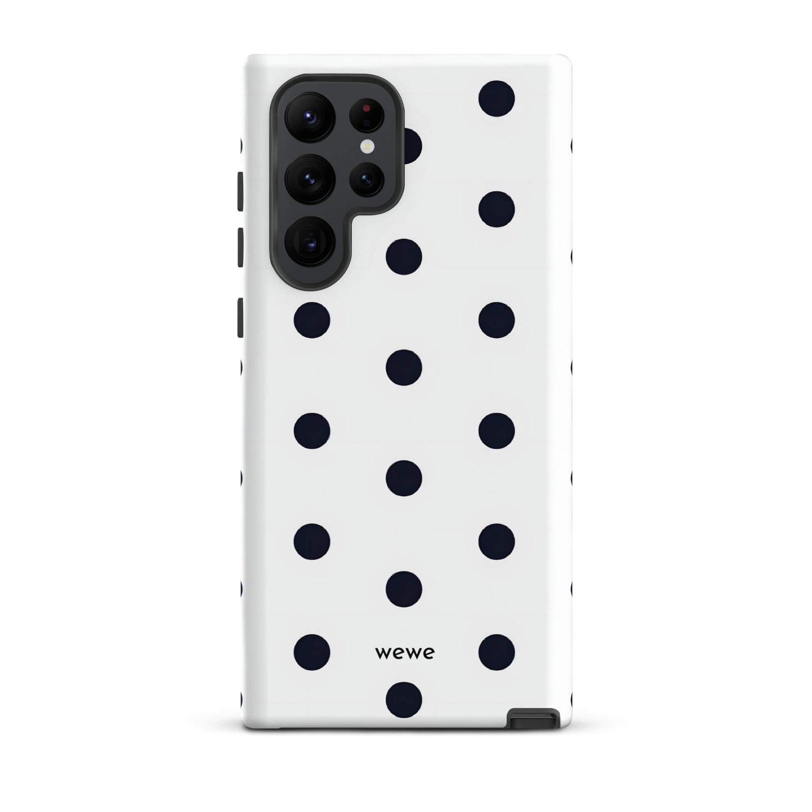 Custom samsung galaxy s22 ultra  Phone case with a clean white background and a classic pattern of large, black polka dots.