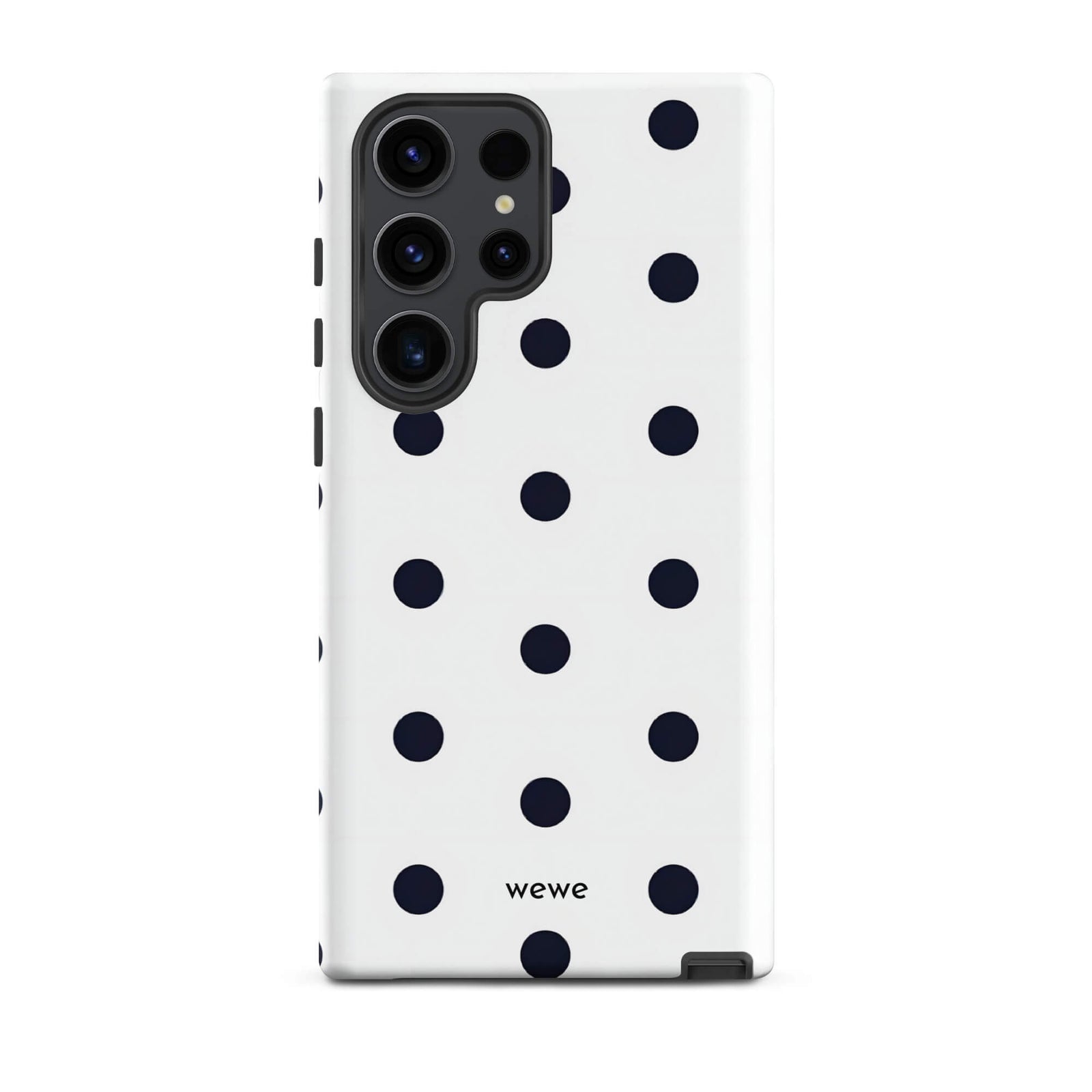 Custom samsung galaxy s23 ultra  Phone case with a clean white background and a classic pattern of large, black polka dots.