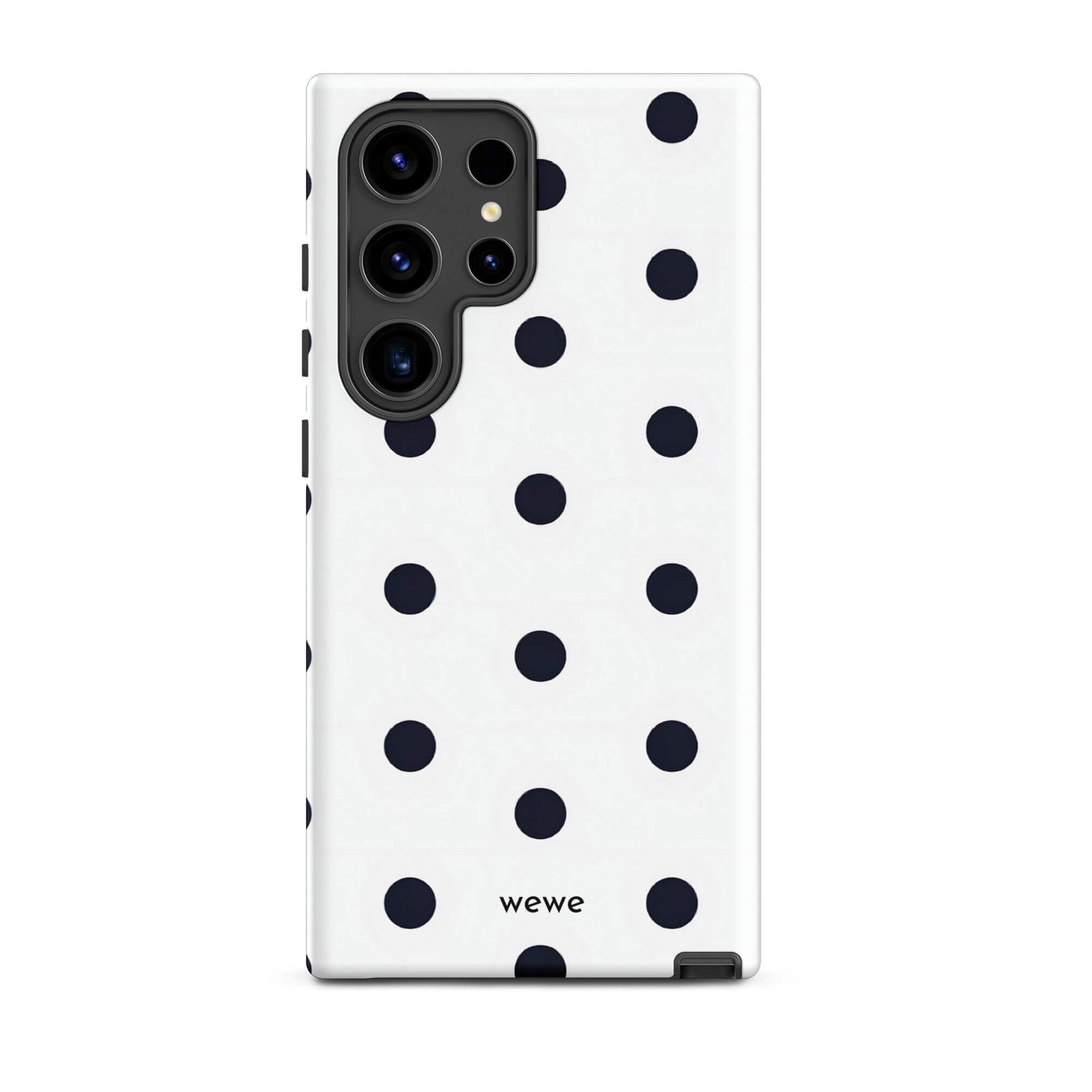 Custom samsung galaxy s24 ultra  Phone case with a clean white background and a classic pattern of large, black polka dots.