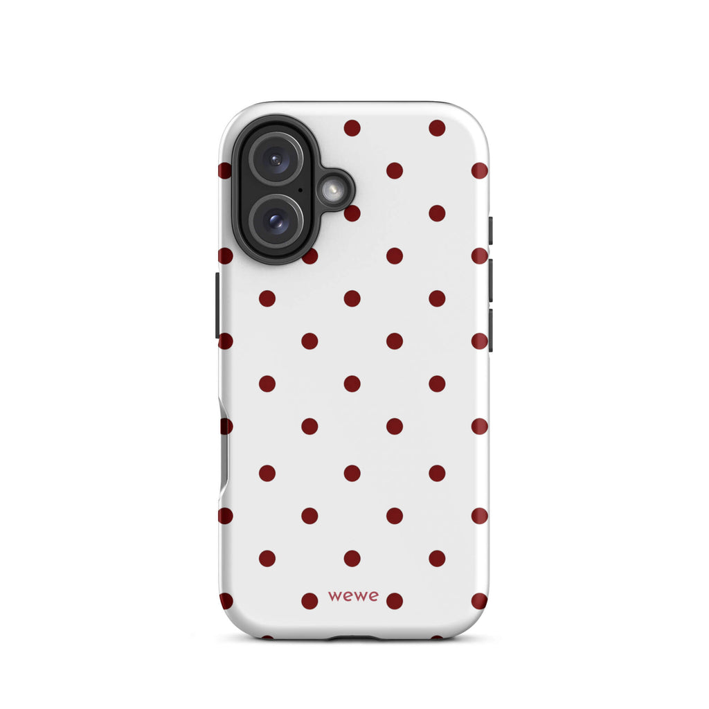 Custom red polka dot iphone case 16 retro aesthetic.
