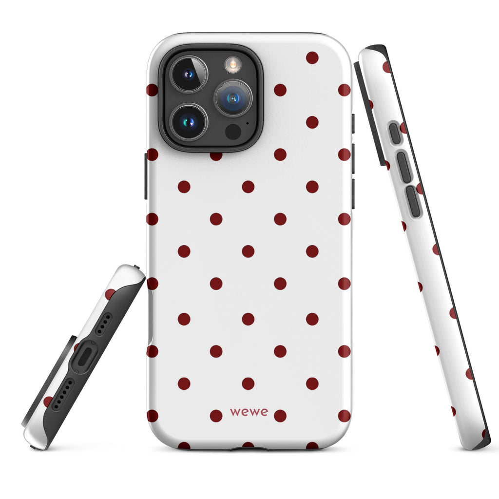 Custom red polka dot iphone case 16 pro max  retro aesthetic.