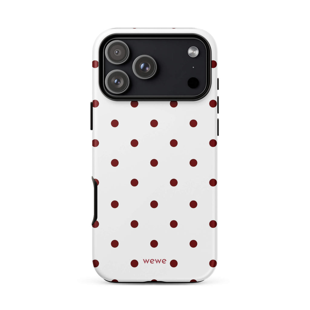Custom red polka dot iphone case 17 pro max retro aesthetic.