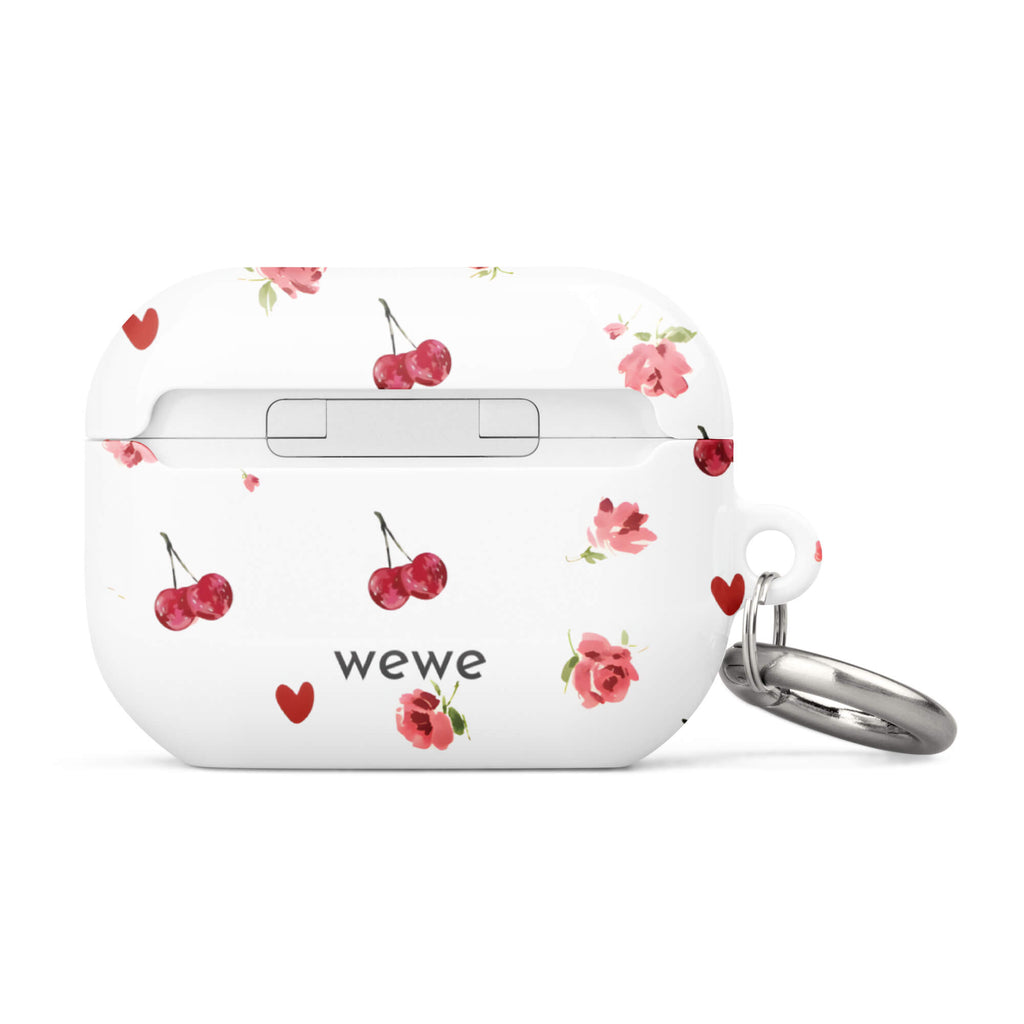 Custom cherry rose AirPods case pro gen2 aesthetic back view.