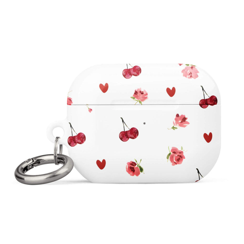 Custom cherry rose AirPods case pro gen2 aesthetic front view.