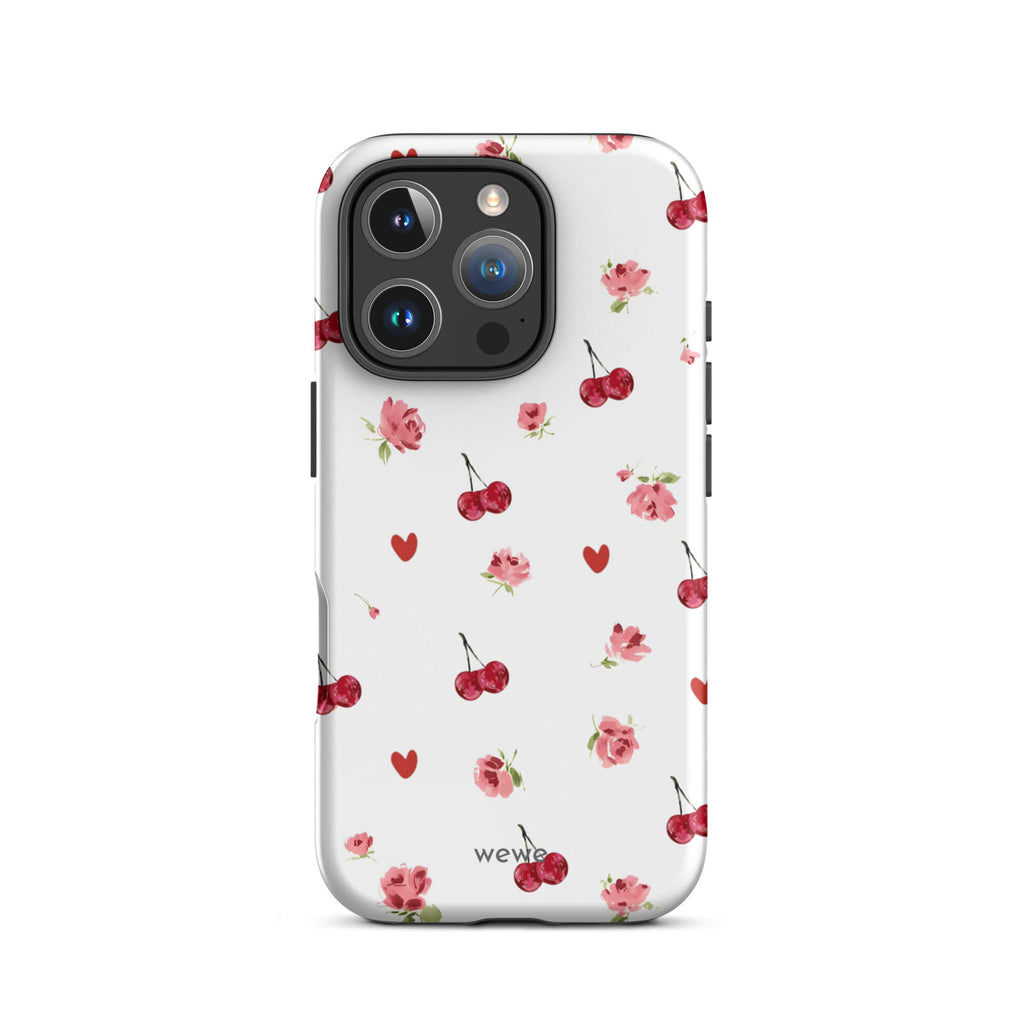 Custom cherry rose iphone case 16 pro aesthetic.