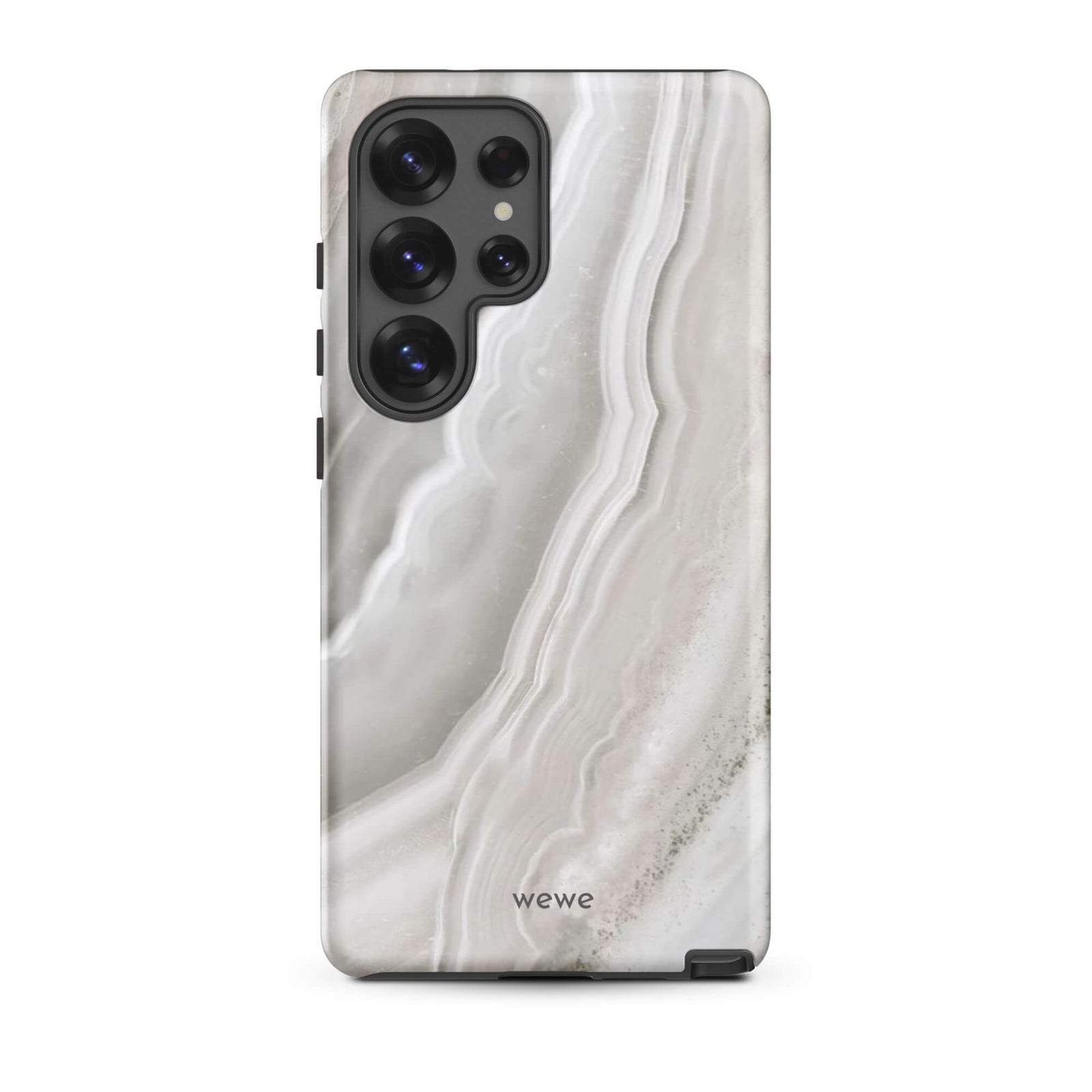 Custom samsung galaxy s25 ultra  Phone case with a  close-up image of a white and grey agate slice with swirling patterns.