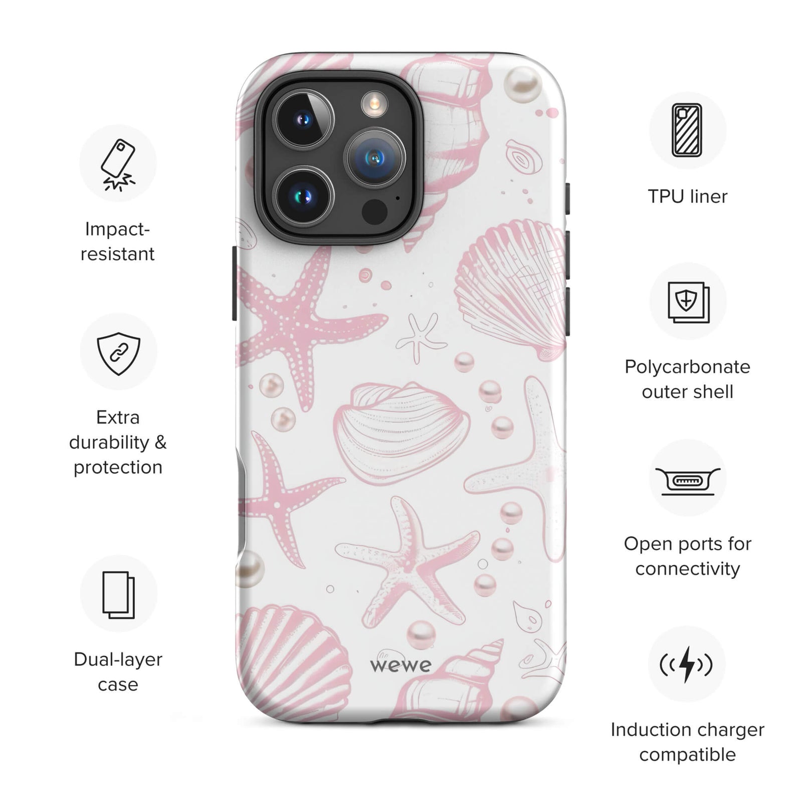 Custom beach bloom iphone case 16 pro max wireless charging compatible.